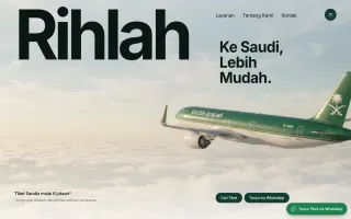 لقطة شاشة لموقع Rihlah، وكالة تذاكر الخطوط السعودية للمسافرين من إندونيسيا